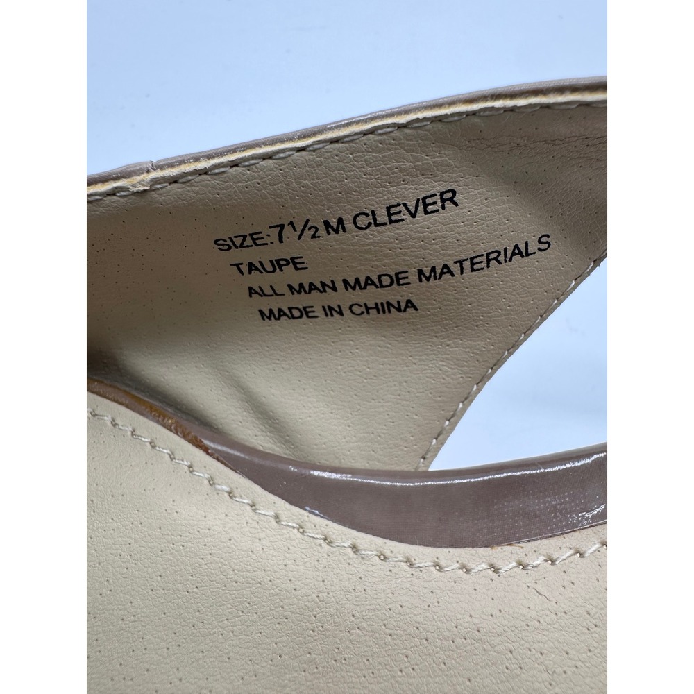 Relativity 7.5 M Taupe Slingback Flats Women's Pointed Toe Patent - Picture 3 of 7